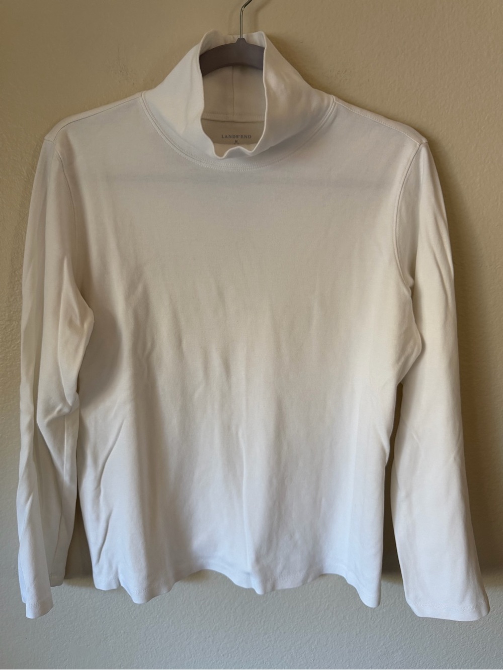 Lands' End Cream Turtleneck Long-Sleeve Sweater